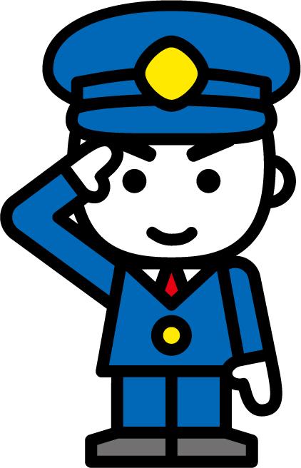 制服姿で敬礼する男性消防吏員のイラスト